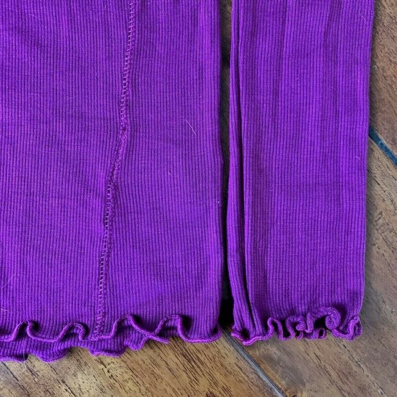 WE THE FREE People Purple Berry ON REWIND Ribbed Ruffle Long Sleeve Top Size xs - Picture 10 of 10